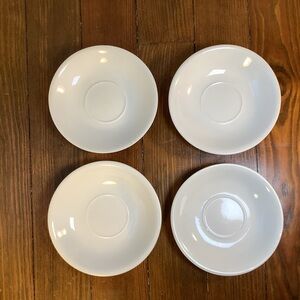 Johnson Bros White Ironstone Saucers Round Smooth Set of 4 Vintage - 6”diam 1”